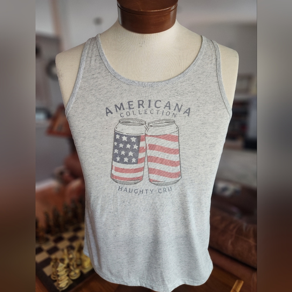Gray Cotton Tank Top Beer Cans S